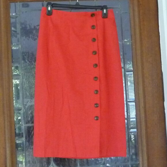 Gianni Bini Natasha Linen Blend Skirt Red 4